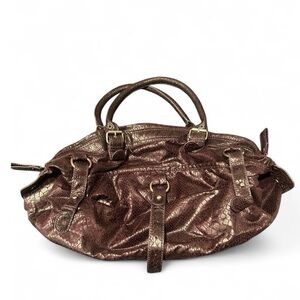 RARE Vintage Deep Purple JIMMY'Z Los Angeles New York Distressed Leather Satchel